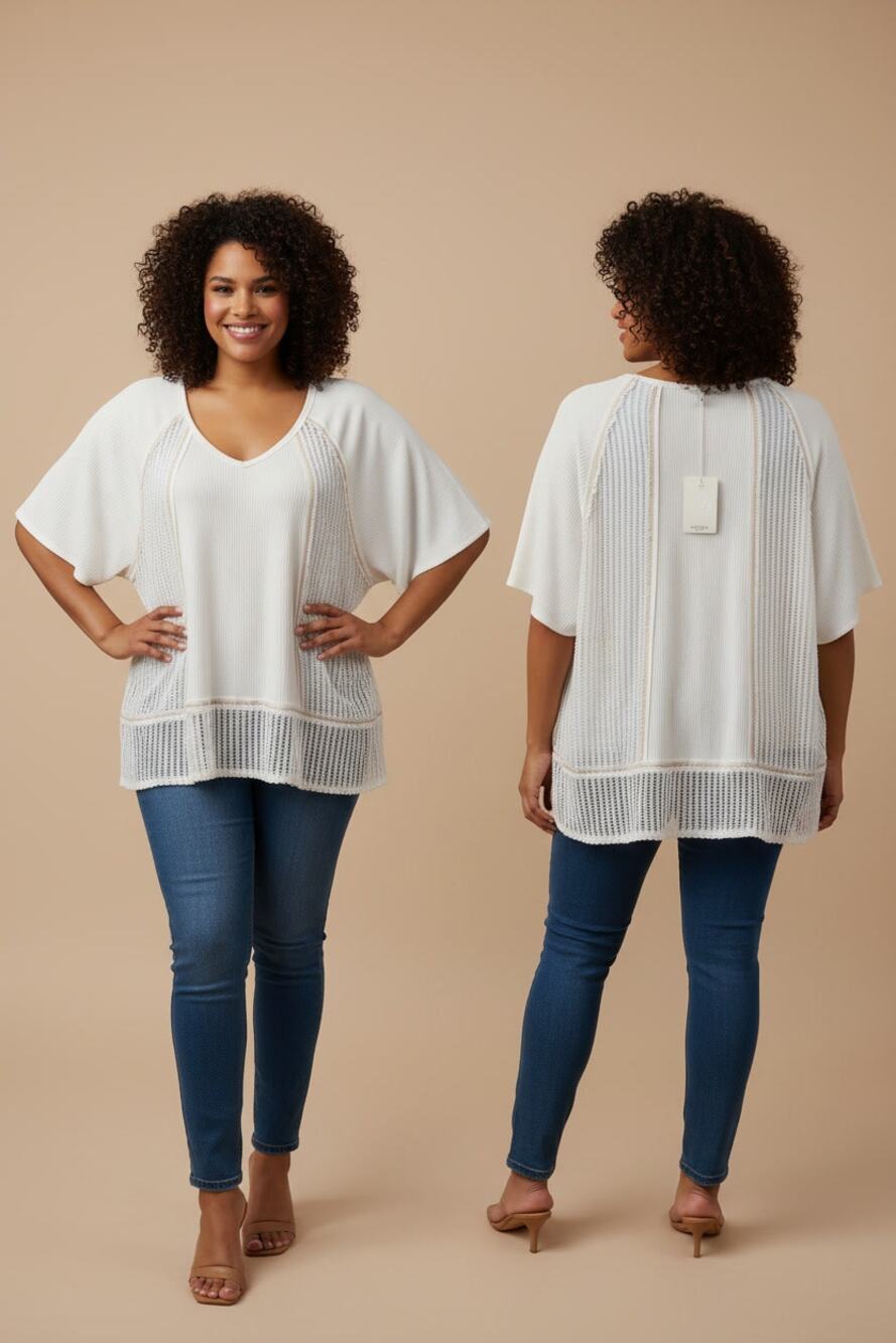 1383 - Andree' by Unit Open Knit Blouse - 2X - NWT